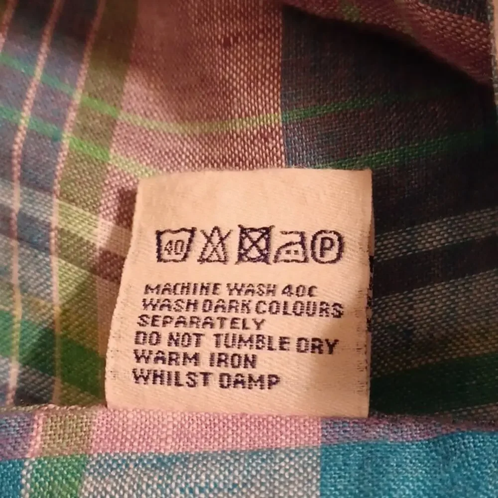 Boden Men's Linen Pastel Color Long Sleeve Plaid Shirt. Size XXL. - Picture 9 of 9
